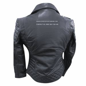 Chaqueta de cuero de Invierno para mujer de motorista Esprit en cuello de solapa de piel de oveja real forro de viscosa transpirable cierre de cremallera diseño OEM - Product Image 6