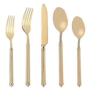 Juego de Cubiertos de acero inoxidable de gran calidad, juego de cubiertos de metal chapado en oro para Cena - Product Image 4