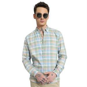 Camisa a cuadros de algodón 100% de alta gama para hombre Elegante abotonada con un patrón de cuadros refinado, ideal para el trabajo, el ocio y el fin de semana - Product Image 2