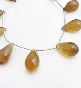 ลูกปัดหยดน้ำควอตซ์สีน้ำผึ้งทรงเหลี่ยม l ลูกปัดหยดน้ำควอตซ์สีน้ำผึ้งทรงเหลี่ยมจากธรรมชาติสำหรับทำเครื่องประดับอัญมณี - Product Image 3