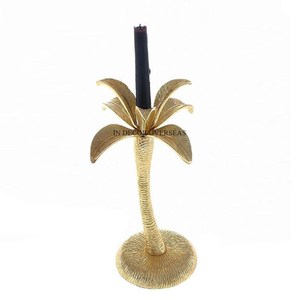 New Pattern Arrival Palm Tree Designer Premium Quality Metal High Grade <b>Gold</b> Plated <b>Candle</b> <b>Stick</b> Holder From Indian Manufacturer - Product Image 2