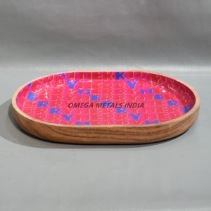 Plateau en bois fait main en forme de feuille, vente en gros |   Plateau de service et de décoration en bois naturel |   Fabricant OEM Inde - Product Image 5