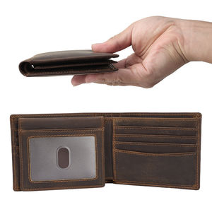 Portefeuilles bifold élégants pour hommes en cuir véritable brun gravé avec doublure en polyester en cuir véritable pour les voyages - Product Image 4