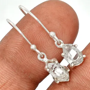Genuine Herkimer Diamond Earrings 18k Platinium Gold Plated Silver Fancy Jewelry Bulk Supplier Of Jewelry