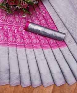 Saree en mousseline de soie pour femmes avec travail imprimé fantaisie et look de fête de mariage exclusif pour les occasions spéciales choli - Product Image 4