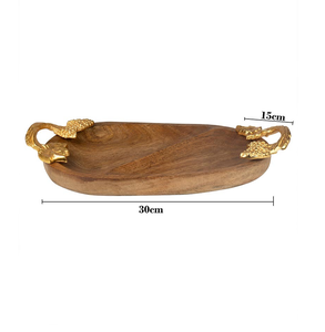 Bandeja de servicio de madera de alta calidad con mango de metal para equipos de servicio comercial Bandejas de servicio superventas - Product Image 5