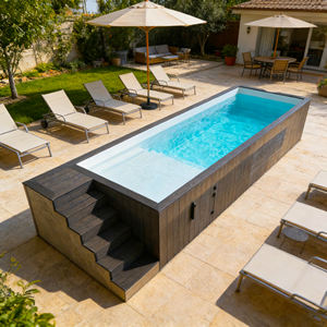 Piscine hors-sol en bois, fibre de verre et acrylique pour jardin, avec jacuzzi et spa, structure de piscine en conteneur - Product Image 2