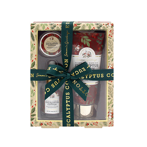 Set Regalo Trio da Bagno all'Eucalipto e Cotone, Essenziali per la Cura della Pelle in Viaggio - Product Image 1