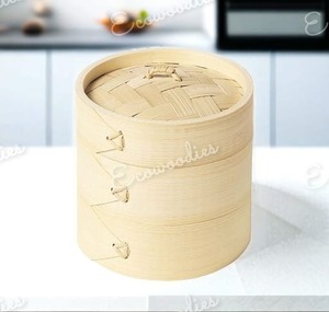 Cuiseurs à vapeur artisanaux en bambou Panier à vapeur traditionnel en bambou fabriqué à la main avec couvercle Cuiseur à vapeur pour aliments sains - Product Image 4