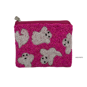 Handcrafted Spooky Trick-or-Treat Beaded Coin Purse Unique Halloween Ghost Costume Accessory with Zipper Closure Gift Idea - Product Image 2
