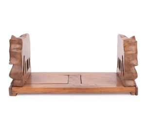 Sujetalibros extensible con diseño de elefante tallado en madera de nogal para estantes, extremo decorativo para libros pesados - Product Image 1