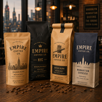 AT PACK USA en Stock, Paquete de 10 Bolsas para Granos de Café de 8oz/12oz/16oz, Personalizables, con Válvula de Desgasificación, Material MOPP/VMPET/PE, Muestras Gratis