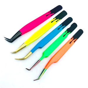 Pince à épiler en acier inoxydable de haute qualité 45 90 degrés diamant Nano Grip Fiber Tip Logo privé Volume pointu - Product Image 3