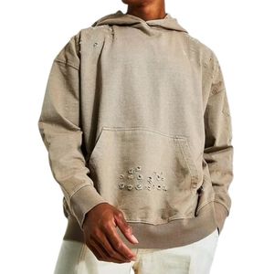 Sweats à capuche surdimensionnés lavés à l'acide en détresse avec impression bouffante en relief Streetwear pulls à capuche légers pour hommes et femmes - Product Image 3