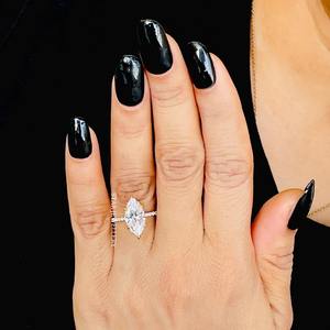 14K แข็งทอง2.50 CT CVD Marquise CUT IGI ได้รับการรับรองเพชรโซลิแทร์ซ่อนรัศมีแหวนหมั้น - Product Image 4