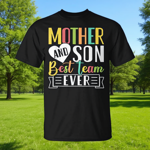 Camiseta a juego para madre e hijo, el mejor equipo de todos los tiempos, manga corta, cuello redondo, estampado digital, conjunto familiar - Product Image 3