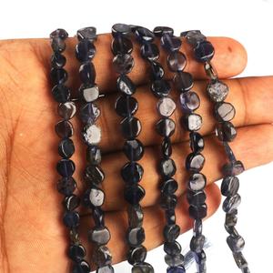 Cuentas sueltas con forma de moneda suave de iolita de alta calidad, cuentas de piedras preciosas pulidas naturales de 4-8mm para la fabricación de joyas, precio a granel - Product Image 2