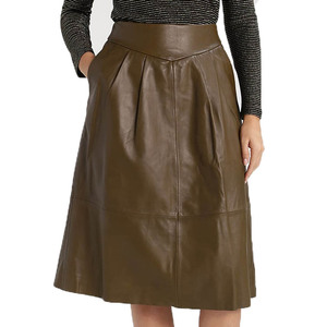 Vente en gros de vêtements en cuir véritable OEM Mini jupes en cuir Pu de qualité supérieure selon la plaine causale - Product Image 1