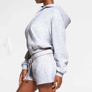 แจ็กเก็ตเอวลอยมีฮู้ดน้ำหนักเบามีเชือกรูดสำหรับผู้หญิงฤดูหนาวพิมพ์ลายสีพื้นผ้าฝ้าย100% แขนยาว - Product Image 2