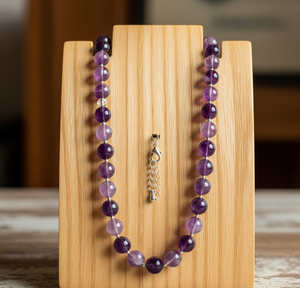 Top vente collier de perles d'améthyste naturelle pour les femmes 18 pouces argent 925 serrure noué à la main Design accessoire de mode à la mode cadeau - Product Image 1