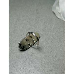Navajo-Made <b>Dainty</b> Opal & Yellow Gold <b>Ring</b> Bezel Setting Size 5.75 Rhodium-Plated Sterling Silver for Everyday Wear Fine Jewelry - Product Image 4