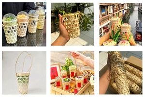 Handmade <b>Bamboo</b> <b>Cup</b> Holder with Strap Handle, Eco-Friendly Carrier for Takeaway <b>Coffee</b>. - Product Image 2