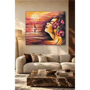 Impresión en lienzo de Fida, niña con flores en el pelo al atardecer - Product Image 2