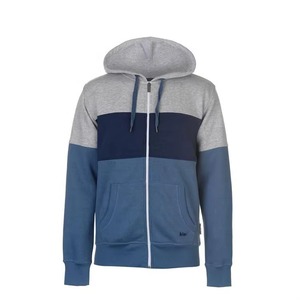 Sudadera con capucha de algodón 100% personalizada para hombre, Sudadera con capucha de lana con cremallera de bloque multicolor para la temporada de otoño - Product Image 2
