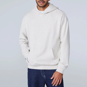 100% coton Logo personnalisé brodé hiver blanc épaule régulière hommes sweats à capuche surdimensionné pull lourd polaire sweats - Product Image 4