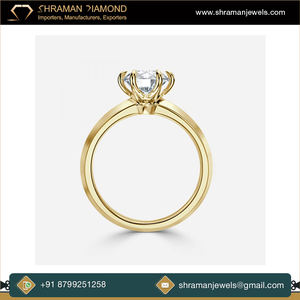 Bijoux pour femmes en or massif 18 carats Bague de fiançailles classique en diamant Moissanite à 6 griffes pour les mariages - Product Image 4