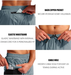 Pantalones cortos de gimnasio para hombre de tendencia, logotipo personalizado, pantalones cortos transpirables de algodón para correr, patrón sólido, estilo informal ecológico - Product Image 5