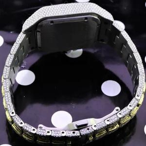 Montre analogique de haute qualité en moissanite, diamant DEF, prix d'usine, bracelet en acier inoxydable, cadran en verre, mouvement Miyota - Product Image 2