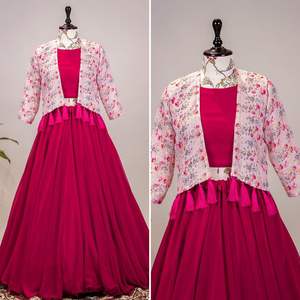 ชุดปาร์ตี้สวมใส่ผ้าจอร์เจียแบบหนาและมาใหม่ล่าสุดชุดทำงาน lehenga choli กับ Koti อินเดีย - Product Image 2