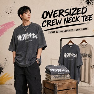 T-Shirt Vintage Effetto Acid Wash con Logo Personalizzato, <span class=keywords><strong>Oversize</strong></span> in Cotone Pesante, Magliette Grafiche da <span class=keywords><strong>Uomo</strong></span> di Alta Qualità con Stampa Intensa - Product Image 1