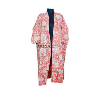 Elegant Bohemian Style Vintage Cotton Kimono Robe Handcrafted Patchwork Kantha Jacket Quilted Winter <b>Gift</b> for Women - Product Image 2