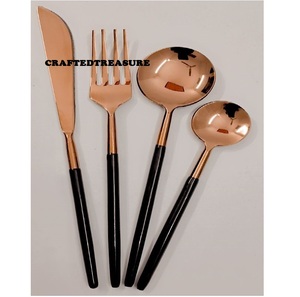 Juego de utensilios de cubiertos de acero inoxidable, regalo de Navidad, cubiertos martillados, tenedor, cuchillo, cuchara, esmalte de espejo desechable - Product Image 5