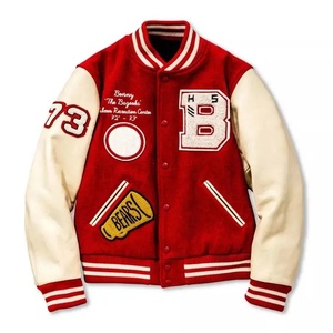 Venta al por mayor de chaquetas universitarias de béisbol con bordado de chenilla de lana y logotipo personalizado Letterman Collage chaquetas universitarias de béisbol chaqueta universitarias de manga de cuero - Product Image 6