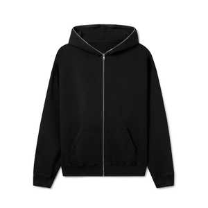 Sweat-shirts à capuche zippés pour hommes de qualité supérieure, 100 % coton molletonné, 380 g, poids lourd, écologique, respirant, logo personnalisé, effet vieilli - Product Image 2