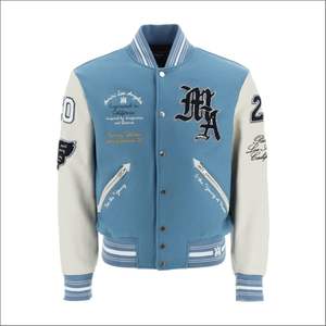 Chaqueta universitaria de poliéster/algodón de alta calidad para hombre, chaqueta sólida Regular de invierno tejida de lana con soporte Vintage estampado Puff High Street - Product Image 1