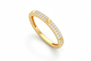 Bague de haute qualité au design géométrique moderne avec des pierres scintillantes, bague en or diamant pour les tenues inspirées des tendances, les occasions spéciales - Product Image 3