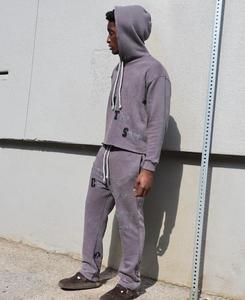 Sweat-shirts et pantalons pour hommes vintage de haute qualité 100% coton délavé à l'acide, brodés, imprimés thermiques d'automne - Product Image 5