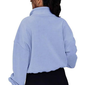 Nouveauté Top court surdimensionné à la mode Sweatshirts à demi-fermeture éclair/Sweatshirts à col montant pour femmes fabriqués en usine - Product Image 5