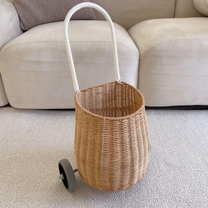 Trolley School Bags for Kids Girls Rattan Luggy Hand Weaving Trolly Schoolbag with Wheels and <b>Handles</b> Made in Vietnam - Product Image 3