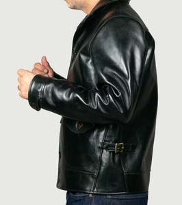 Chaqueta de cuero de caballo, forro de cuero curtido para verduras, botón de madera de algodón, espesor de 1,2mm, hecho a mano - Product Image 3