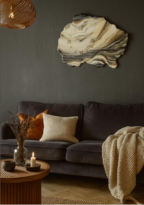 SUAZ Artisan Eco-Friendly Wall <b>Clock</b> <b>Large</b> Modern Geode Design <b>Grey</b> Gold Marble Decor for Hotel Office Luxury Home - Product Image 4