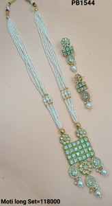 Indian Fancy Traditional Motipearl Drop & Kundan Long Mala Pendent Necklace <b>Set</b> GoldTone Kundan <b>Pearl</b> Long Necklace Earring <b>Set</b> - Product Image 4