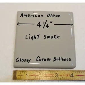 American Olean 4-1/4 \ "gris clair brillant carrelage de céramique coin Bullnose 1pc produit céramique - Product Image 1