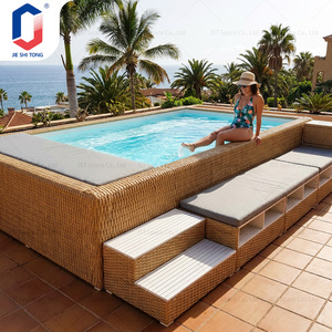 Sofá Tejido para Terraza Pequeña, Equipo Completo para SPA y Piscina, Piscina Compacta Elevada de Fibra de Vidrio para Exteriores - Product Image 2