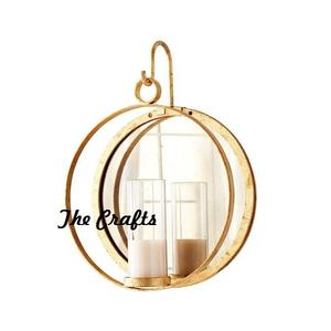 <b>Set</b> <b>Of</b> Two Wall Candle Holder In Iron And <b>Glass</b> Customized Size Gold Color Wall Hanging Candle Holder In Bulk - Product Image 4