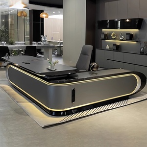 Design CEO Modern Executive L Shaped <b>Large</b> <b>Desk</b> Durable Assemble High Gloss Paint Wood Office Manager Computer Workstation Table - Product Image 4